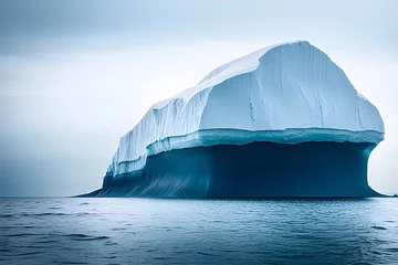 Rolgordijnen A warming iceberg in the ocean breaking up at the bottom. © Mikalai