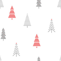 Seamless pattern with Christmas trees. Winter background, vector illustration