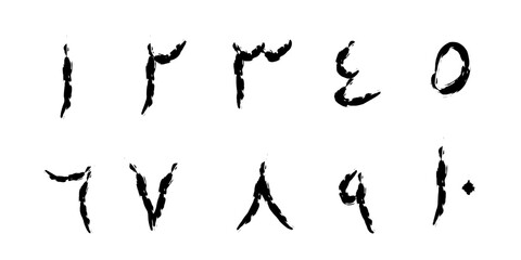 Naklejka premium Digital Arabic alphabet number brush strokes 1 to 10