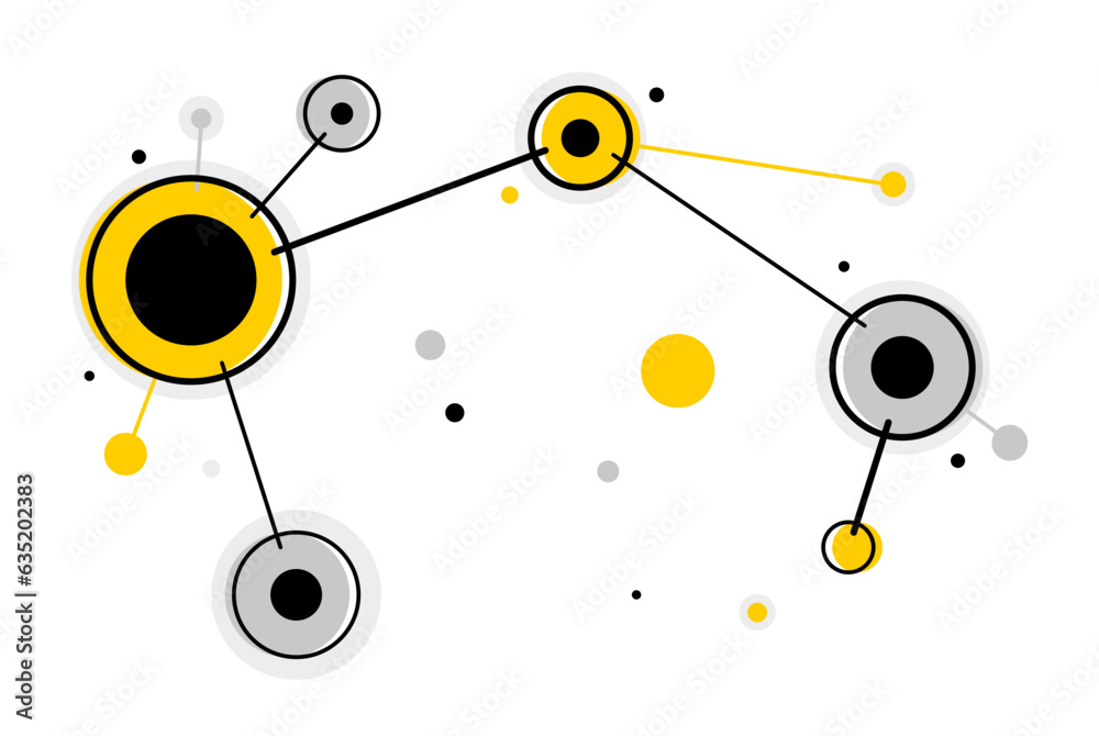 Poster abstract vector technology theme background with connected circles, geometric design linear connecti
