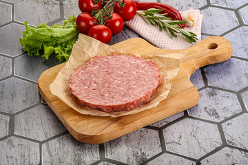 Raw beef uncooked burger cutlet