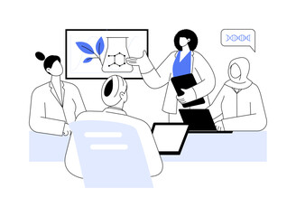 Biochemistry research report abstract concept vector illustration.