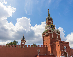 Moscow, Russia - 07.30.2023 - Shot of the main chimes of the Kremlin. Landmark