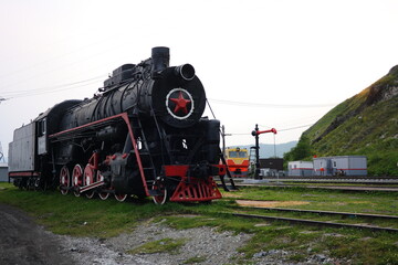Restored old vintage steam train.