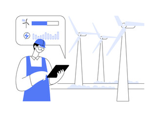 Wind turbine maintenance abstract concept vector illustration. © Visual Generation