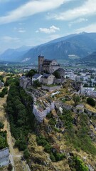 drone photo Valere Basilica, Basilique de Valère Switzerland europe