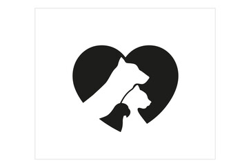 pet dog cat love heart logo vector icon symbol design illustration