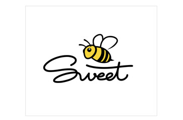 creative bumblebee sweet text logo vector design icon symbol illustration