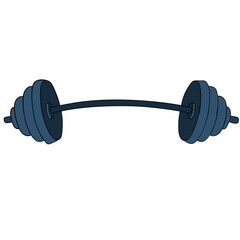 A hand-drawn cartoon weight lifting barbell on a white background.