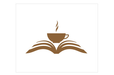 open book coffe mug logo vector symbol icon design illustration