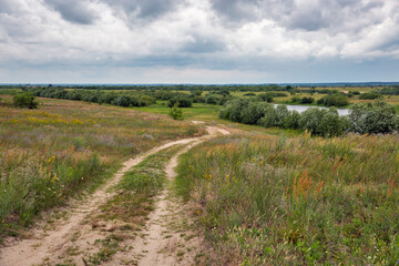 Fototapeta na wymiar Landscape with Dragatske lake close to Sarny, Rivne region, Ukraine.