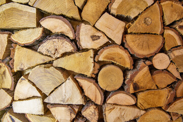 background of sawn firewood