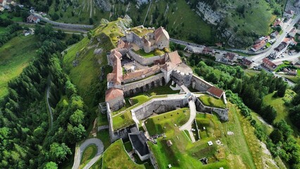 drone photo Joux castle, chateau de Joux Jura France Europe