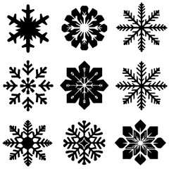 Set of cute snowflakes for decorated Christmas isolate white background generated AI