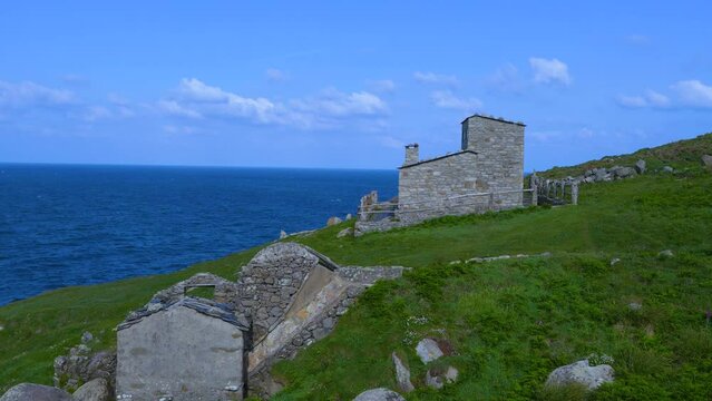 Landscape in the surroundings of the Windmills of Cabo de Estaca de Bares. Sierra de Capelada. Municipality of Manon. La Coruna. Galicia. Spain. Europe