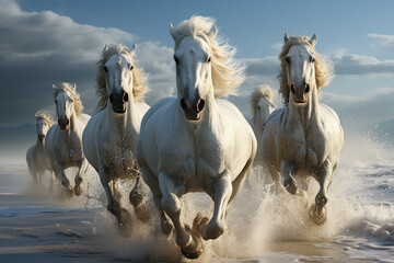 Obraz na płótnie Canvas horses on the beach