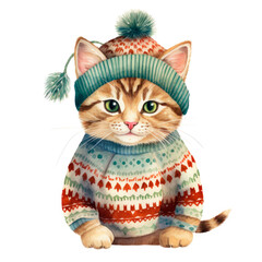 Sweet baby cat in winter. Ai Technology - 635207376