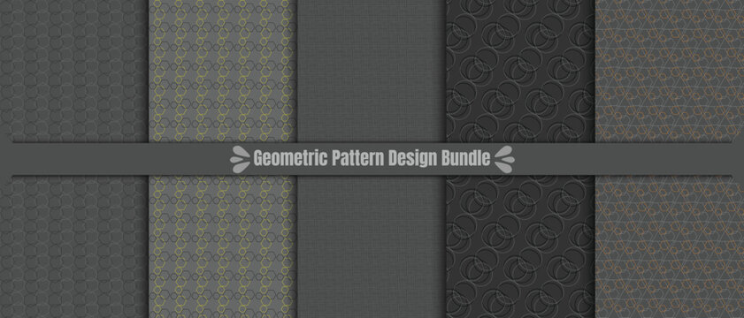 Geometric pattern design bundle, black and grey color, Abstract geometric pattern textures,  Set of cute backgrounds with modern minimal labels...