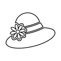 Beach Hat Icon In Outline Style