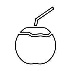 Coconut Drink Icon In Outline Style