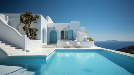 Obraz na płótnie Canvas Luxury pool villa. Generative Ai