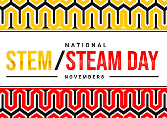 International Stem Day Wallpaper colorful typography with traditional border design. World Stem day
