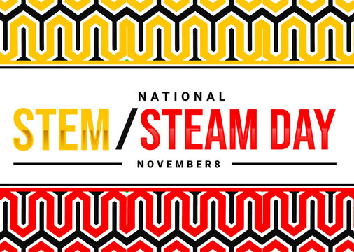 International Stem Day Wallpaper colorful typography with traditional border design. World Stem day