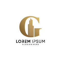 Letter G and building logo design vector illustration with creative concept