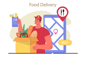 Food delivery service. Food catering from restaurant or grocery shop