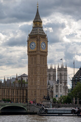  View of the landmark Big Ben clock tower in London.