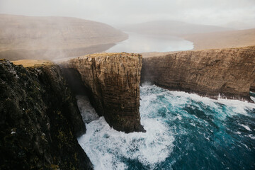 Slave Cliff (Lake Above the Ocean) Trælanípan in Faroe islands - 635212946