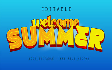 welcome summer 3d editable text effect and typography design