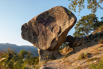 The stone called 'Rocca del Drako' between Bova and Roghudi Vecchio, Aspromonte National Park,...