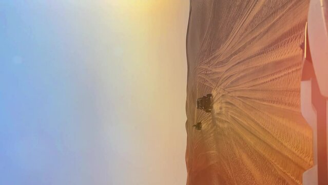 extreme sand riding, buggy ride in the desert, desert sunset. High quality 4k footage