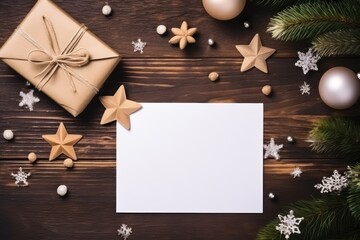 Christmas letter writing on paper on wooden background