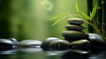 Pebbles, Balance, and Bamboo, Zen, AI Generated