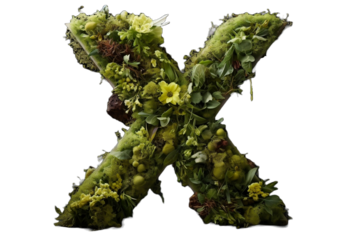 tree letter x isolated on white backgrond
