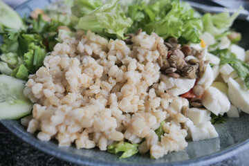 close up of bulgur rice on a table 