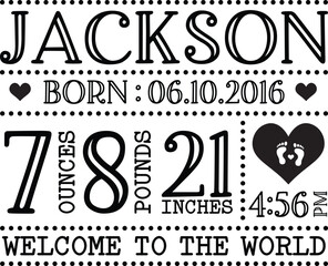 Baby Birth Announcement SVG