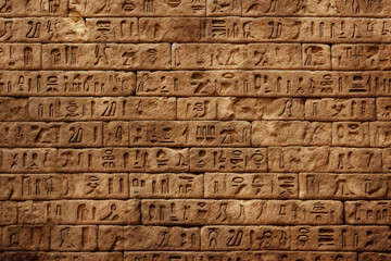 Ancient Egyptian hieroglyphic writing on stone wall, hieroglyphs from Egypt - obrazy, fototapety, plakaty