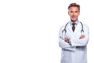 Fototapeta premium Doctor portrait with a stethoscope in a white background