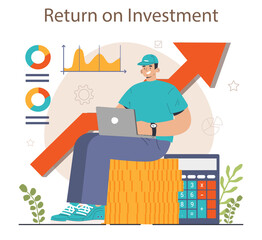 Return on investment. Character investing money and getting profit