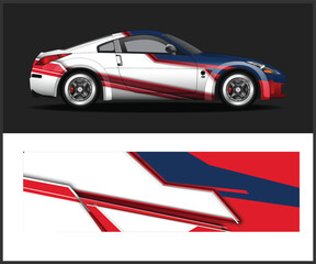 Car wrap racing livery vector. Abstract stripe racing background for wrap race car