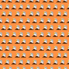 Seamless American Bald Eagle Texture - Orange Background - Pattern