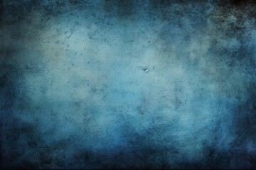 abstract blue vintage grungy background or dark paper with bright center spotlight and subtle vignette border frame. AI generative.