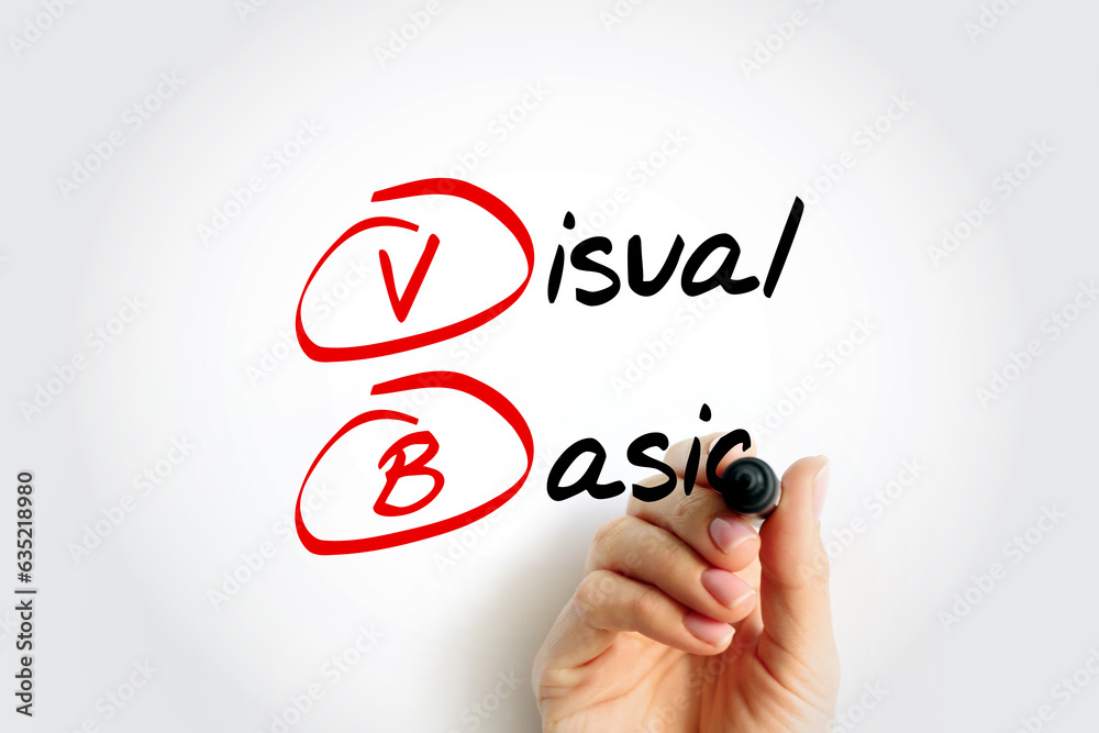 Poster vb - visual basic is a name for a family of programming languages, acronym text concept with marker