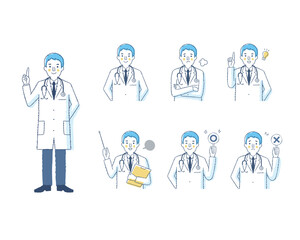 男性医療従事者の表情　バリエーションセット