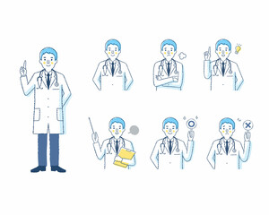 男性医療従事者の表情　バリエーションセット