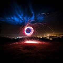 explosion in the sky, fireworks, slow shutter, graphic design