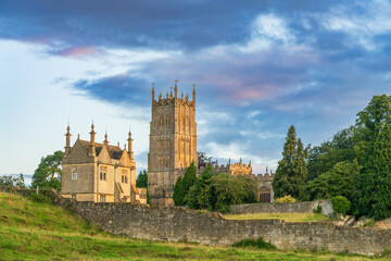 St James' Church at sunrise in Chipping Campden. Cotswold . England